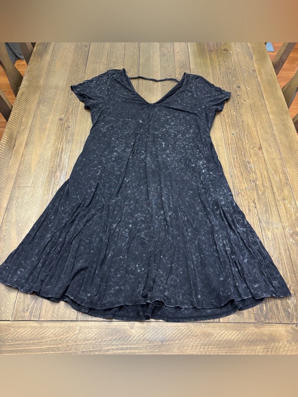Torrid Super Soft Knits Black Mineral Washed V-Neck Tunic Dress